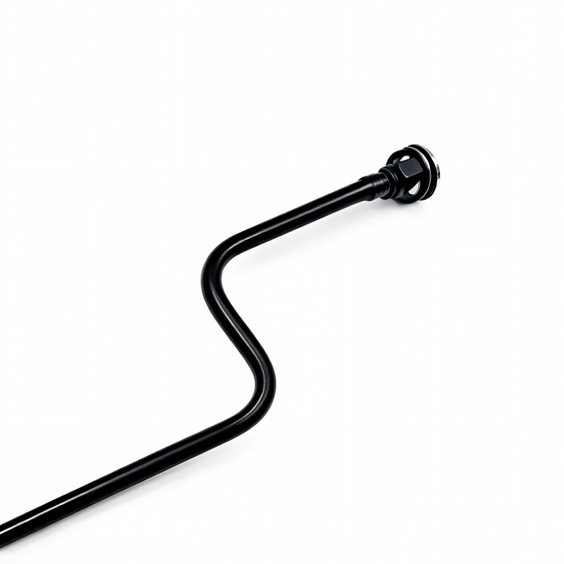 Coolant reservoir hose with threaded end fitting, black flexible tube