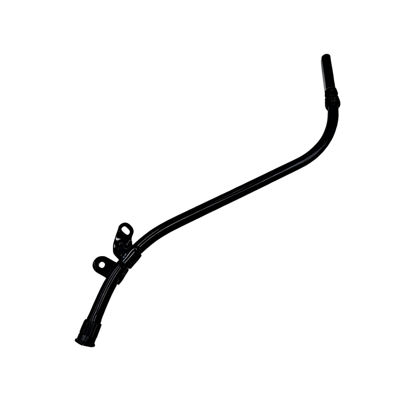 Engine oil dipstick guide tube with black metal mounting bracket