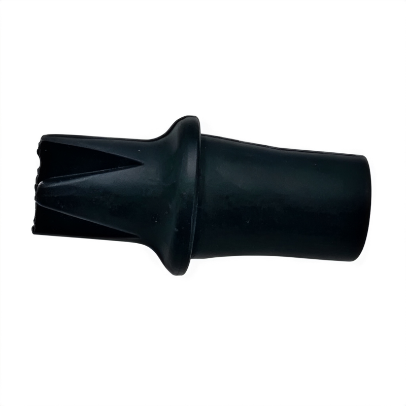 Black coolant hose with molded connector, view of hose end