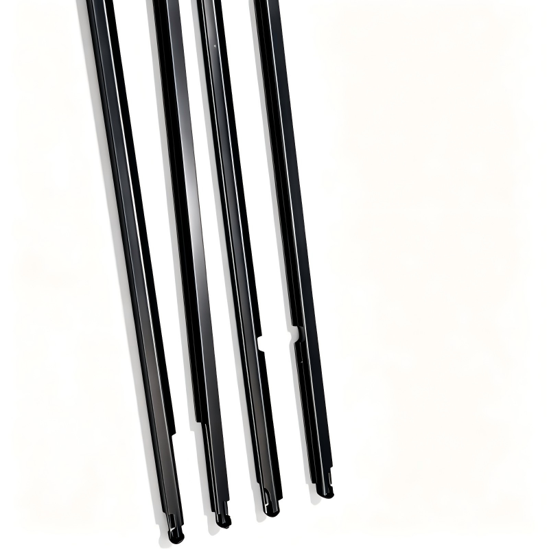 Black door window outer belt molding strips, seal-edged window trim set