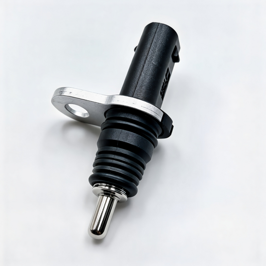 Coolant temperature sensor with metal flange and black plastic body
