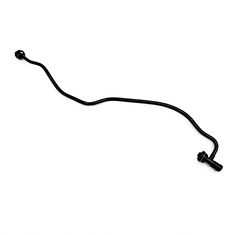 Coolant reservoir hose with black fittings and molded connectors