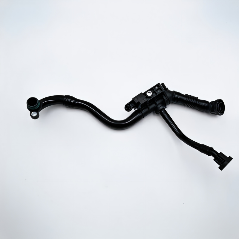 Black brake booster vacuum hose with molded fittings and connector ends