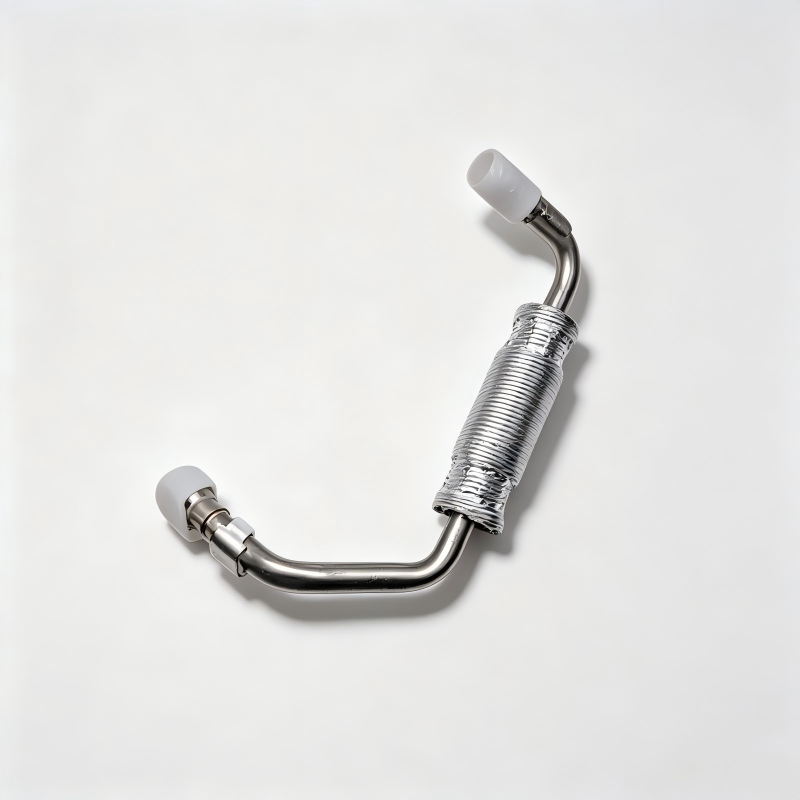 Turbo boost pipe with corrugated metal section and two end couplers