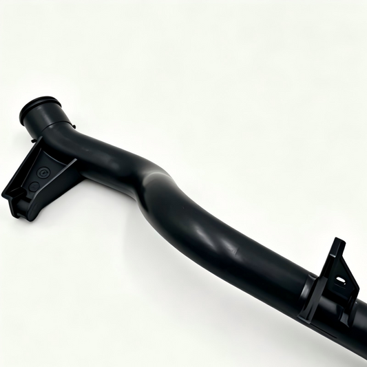 Black coolant hose with clamp and molded fittings