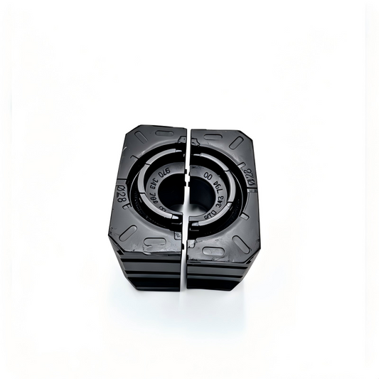 Stabilizer bar bushing, black rubber insert with circular inner opening