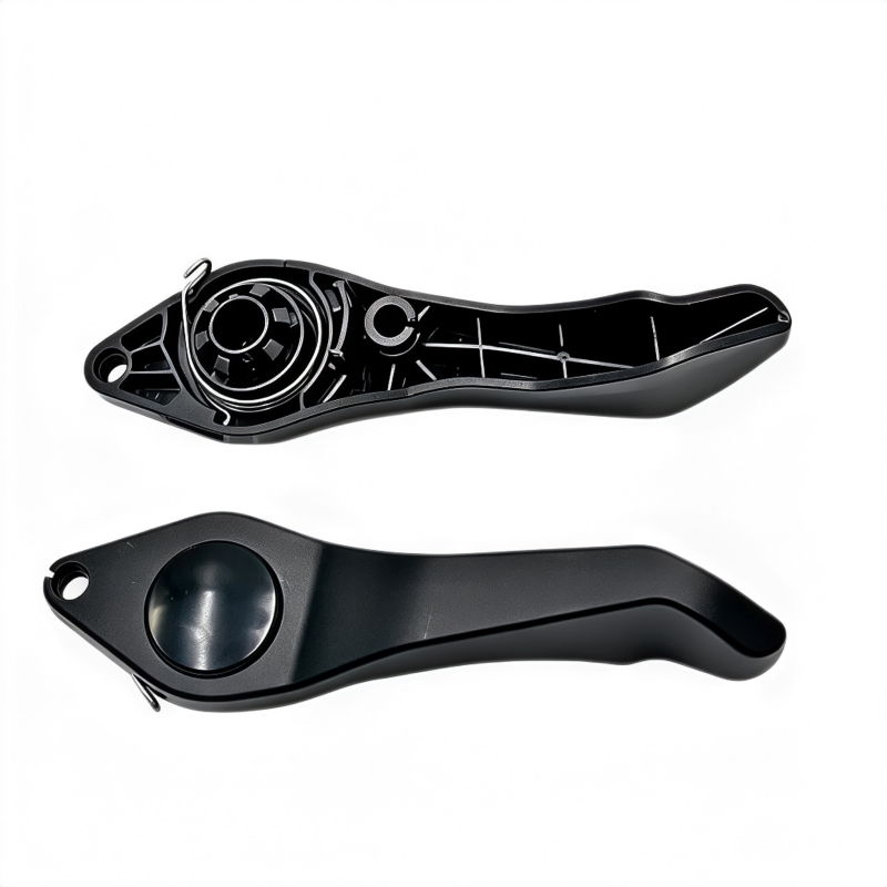 Hood latch handle and latch mechanism, black plastic automotive part