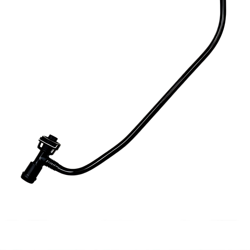 Coolant reservoir hose with plastic connector fitting, black