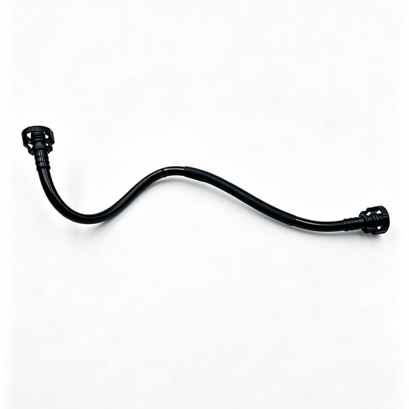 Black crankcase vent hose with curved length and molded end connectors