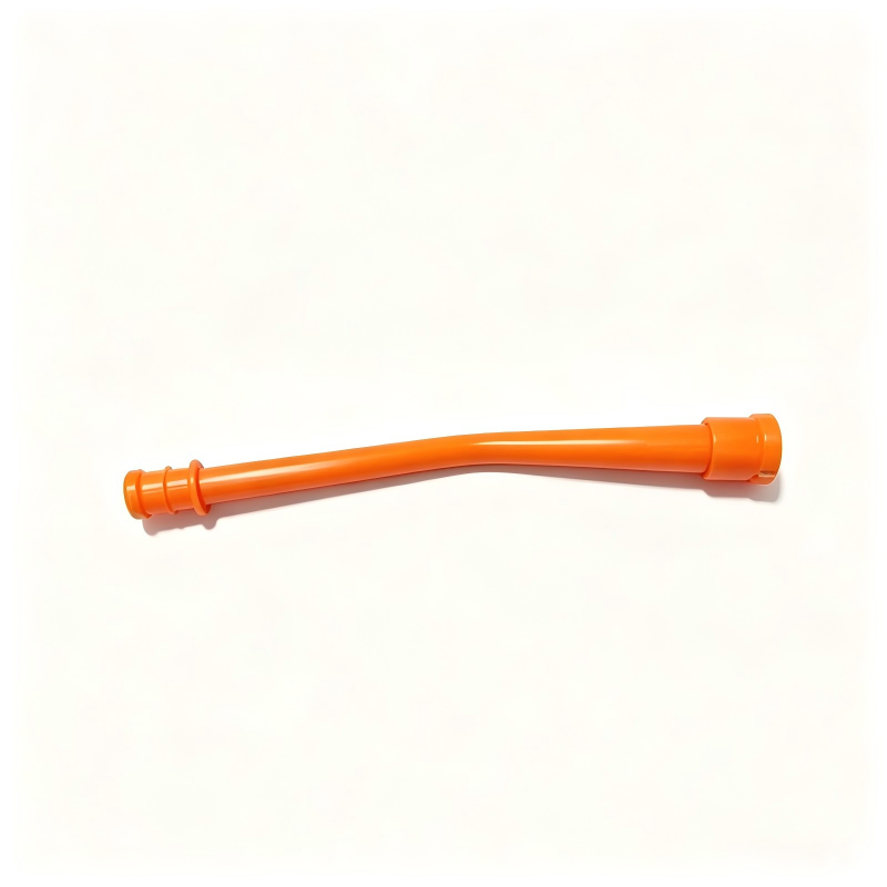 Engine oil dipstick guide funnel, orange straight tube with locking caps