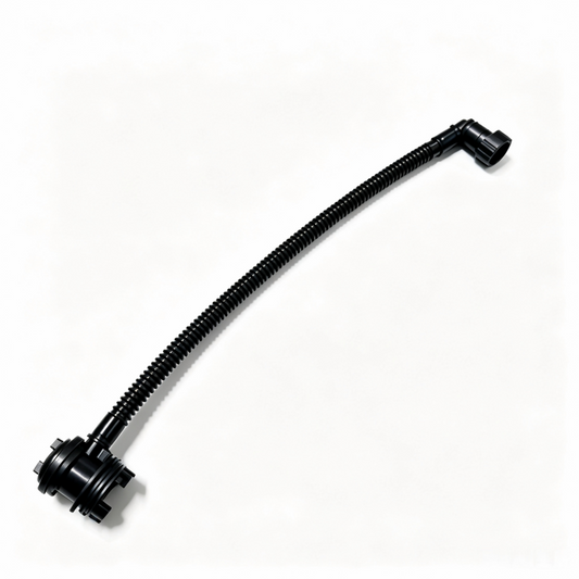 EVAP canister vacuum hose with corrugated tube and larger end connector, black