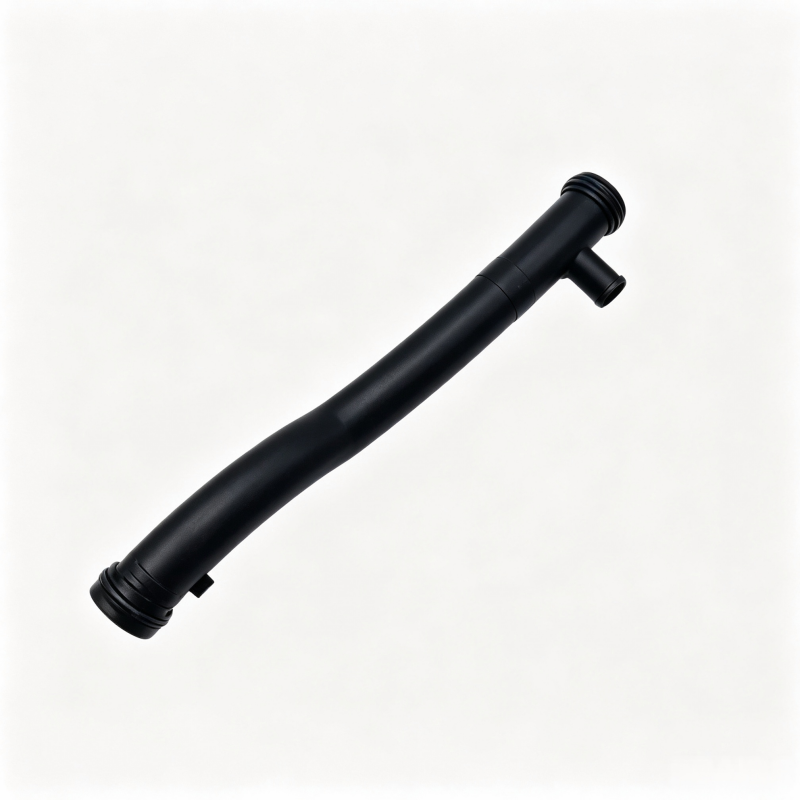 Black engine coolant pipe with side outlet and threaded end