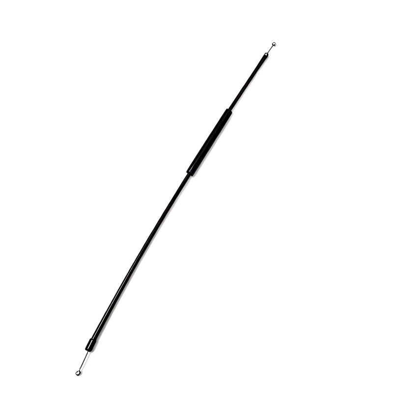 Left hood release cable, black cable with loop end and connector bushing along length.
