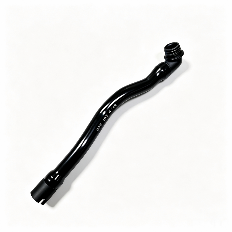 Black crankcase breather hose with threaded top and curved tube, stamped 03C 103