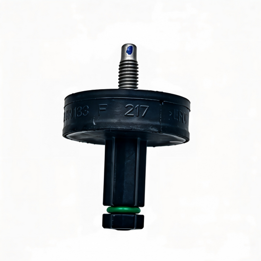 Black circular A/C pipe bracket with top screw and green outlet clip