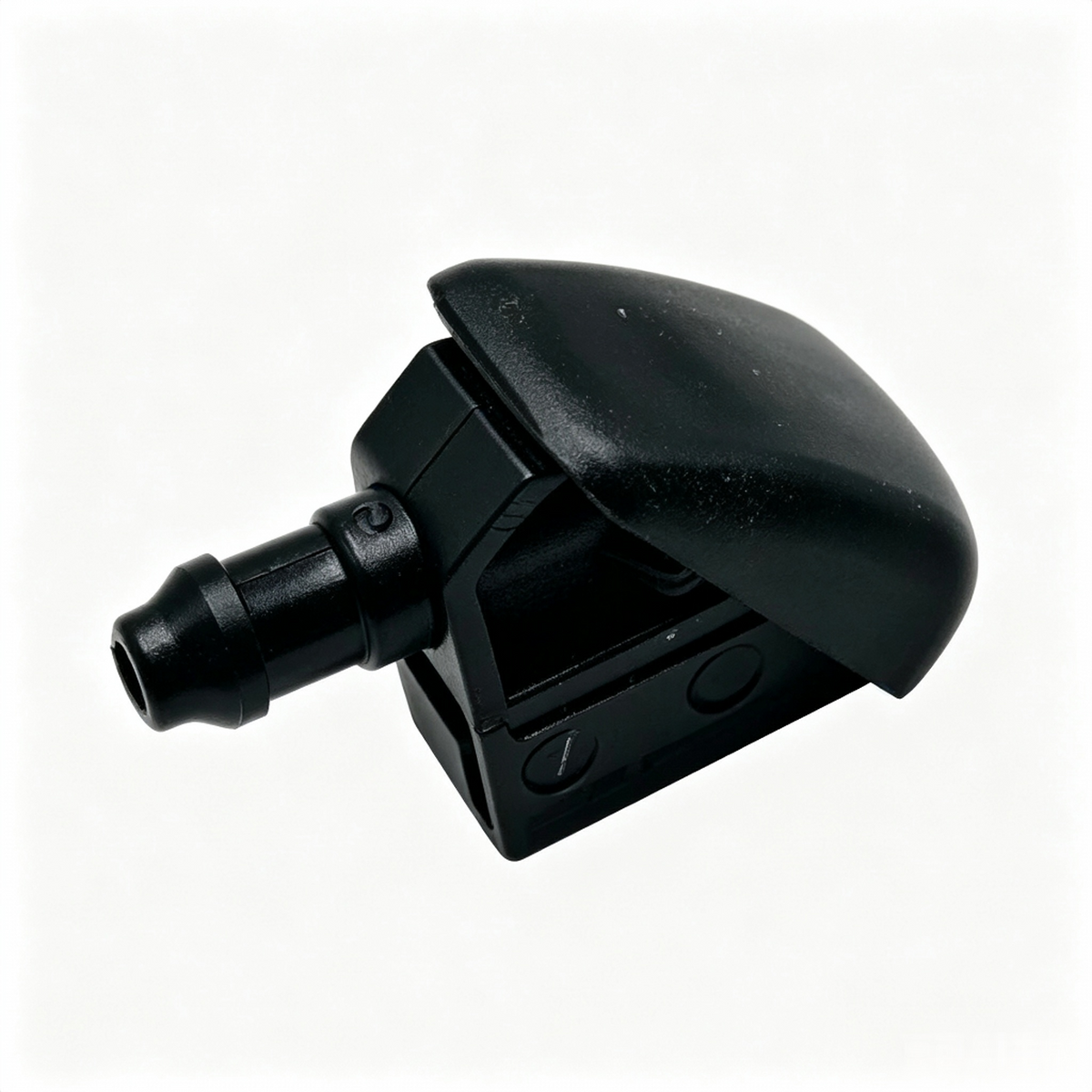 Windshield washer nozzle for SKODA, black plastic with angled spray outlet