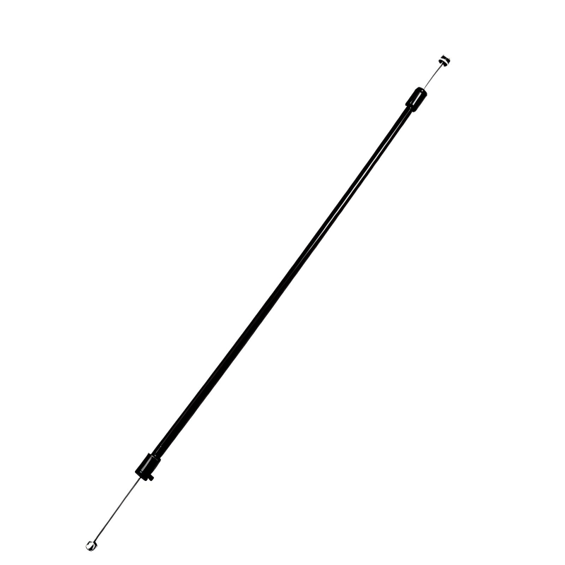 Hood latch release cable, black rod with spring clips and metal loop end