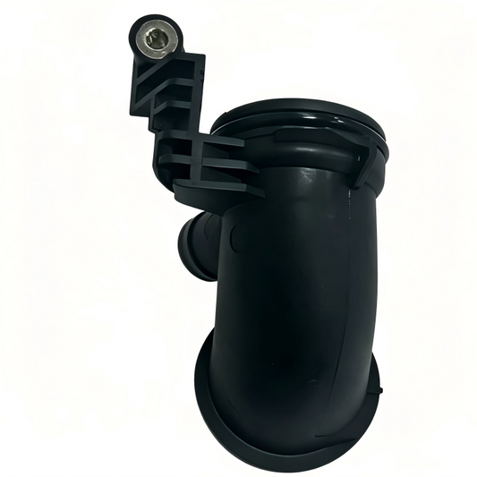 Black air intake hose with bracket and metal mounting bolt