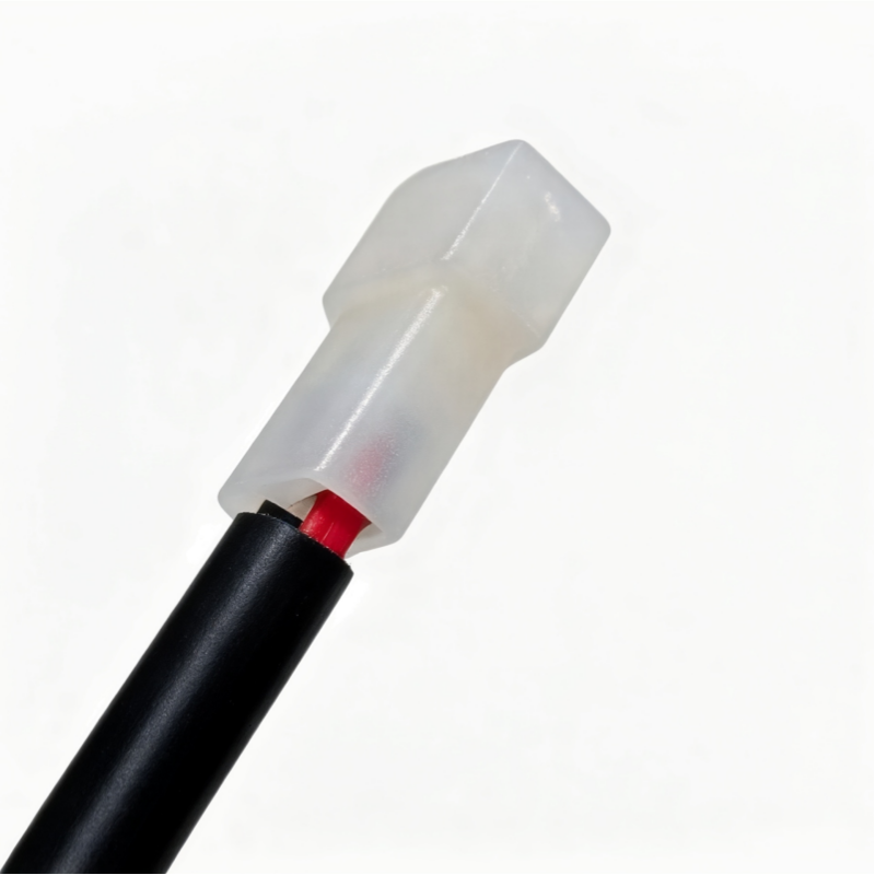 Windshield washer nozzle with translucent fluid tip and black mounting base