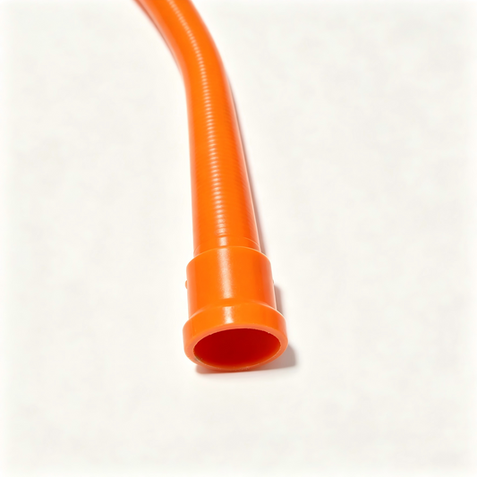 Engine oil dipstick guide funnel, orange end opening with flared base