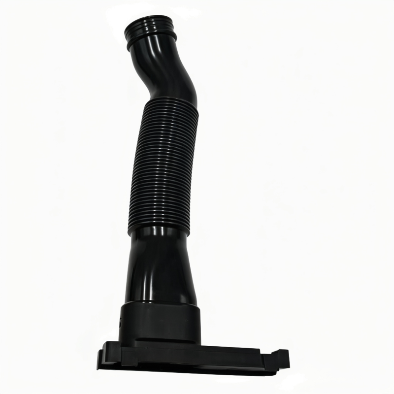 Black air intake hose with ribbed corrugated center and end collars