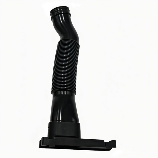Black air intake hose with ribbed corrugated center and end collars