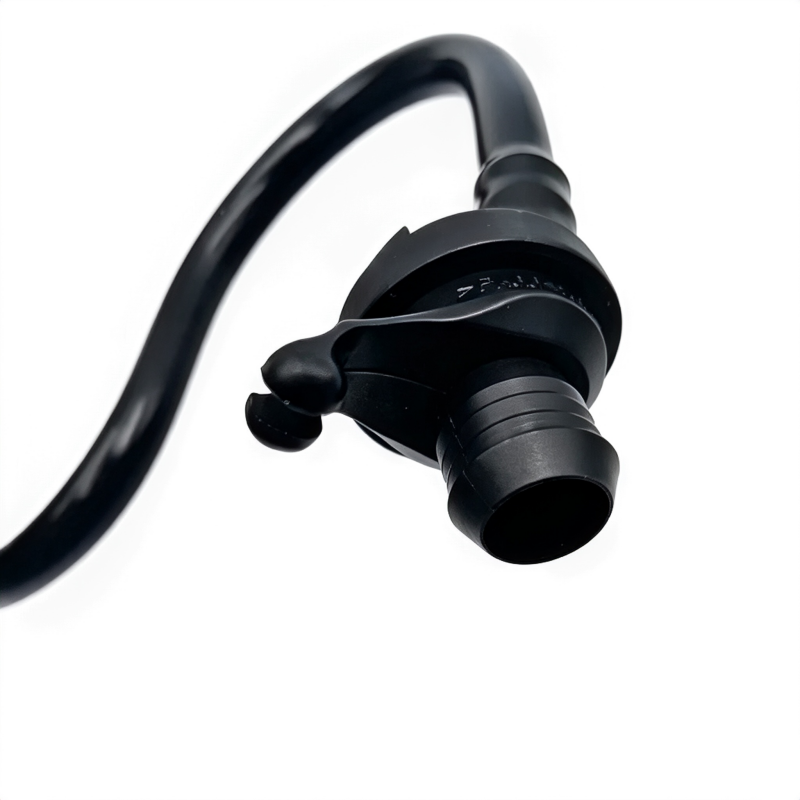 Brake booster vacuum hose with curved shape and black vacuum connector fitting.