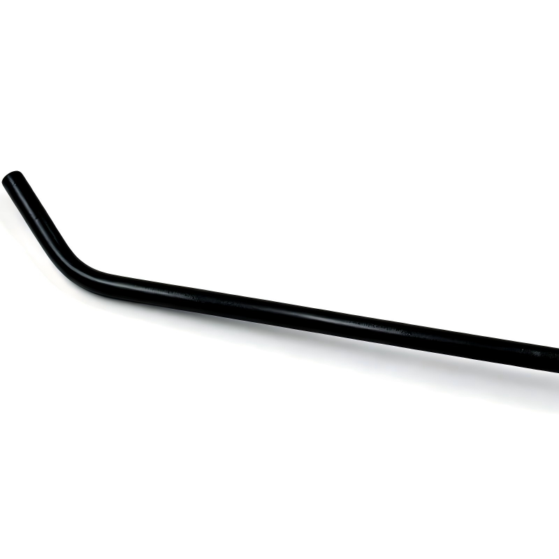 Black vacuum hose with sweeping curve and long straight section