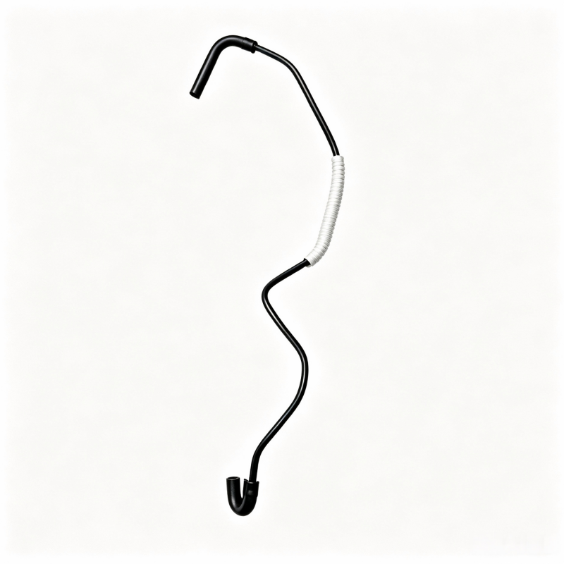 Vacuum hose with black L-shaped ends and white corrugated middle section