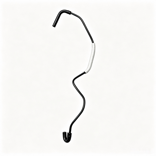 Vacuum hose with black L-shaped ends and white corrugated middle section