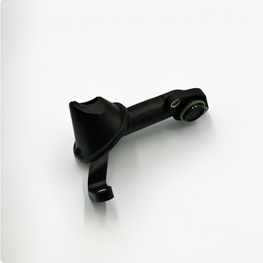 Black oil pump pickup tube with strainer screen and flange mount