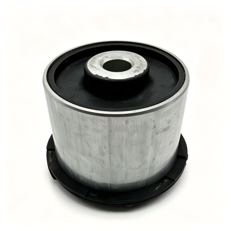 Front lower control arm bushing, silver cylinder with black rubber outer ring