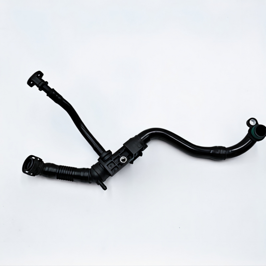 Black brake booster vacuum hose with central valve connector and hose end fittings
