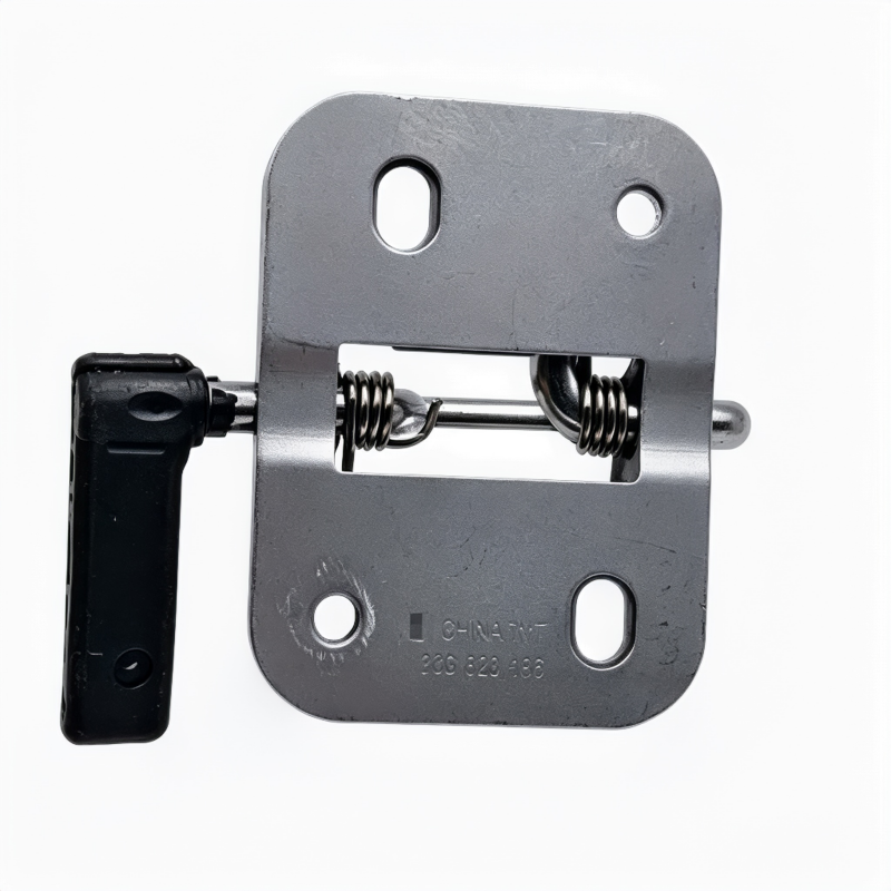 Metal hood latch with black release handle and two tension springs