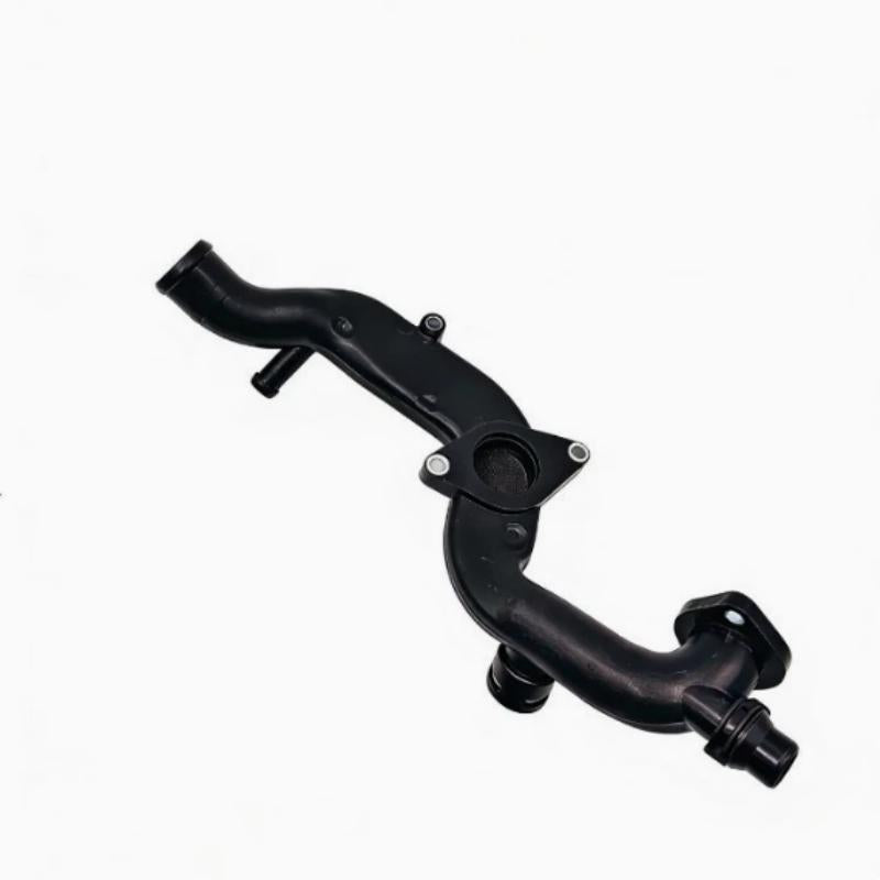 Black coolant hose with flange plate and two quick-connect nipples