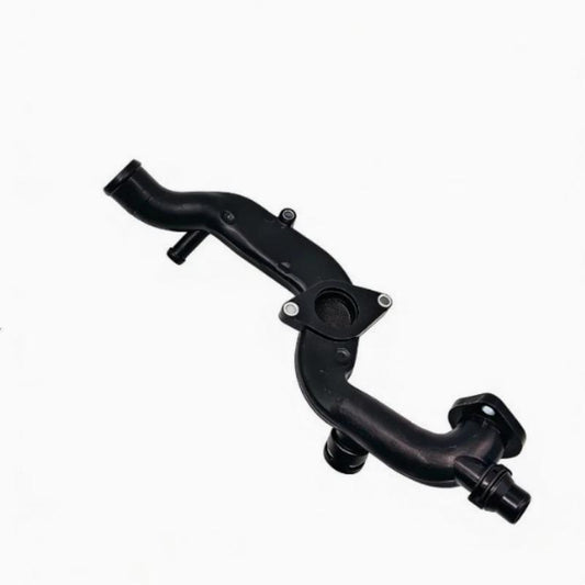 Black coolant hose with flange plate and two quick-connect nipples