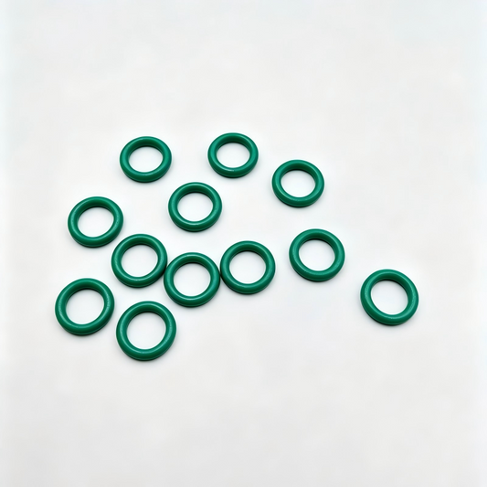Fuel line seal O-rings, dark green, small group of rings