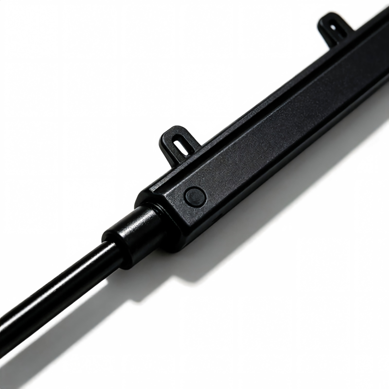 Black hood release cable with mounting bracket and round hole