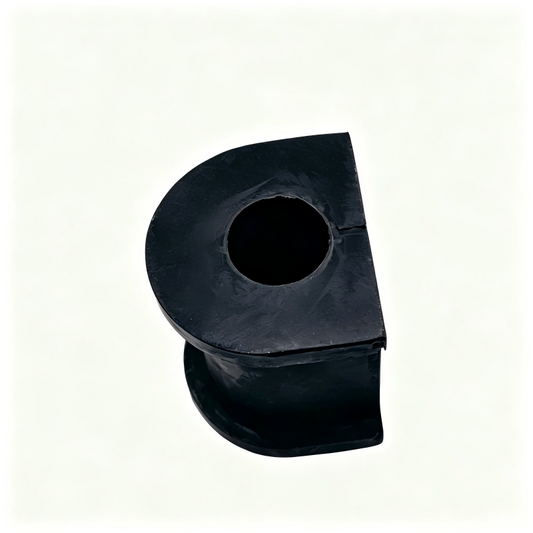 Stabilizer bar bushing section with round hole, black rubber