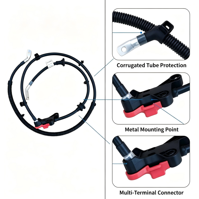 Alternator wiring harness with corrugated tube protection and multi-terminal connector