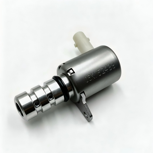 Oil pressure control valve with stamped metal body and side mounting bracket