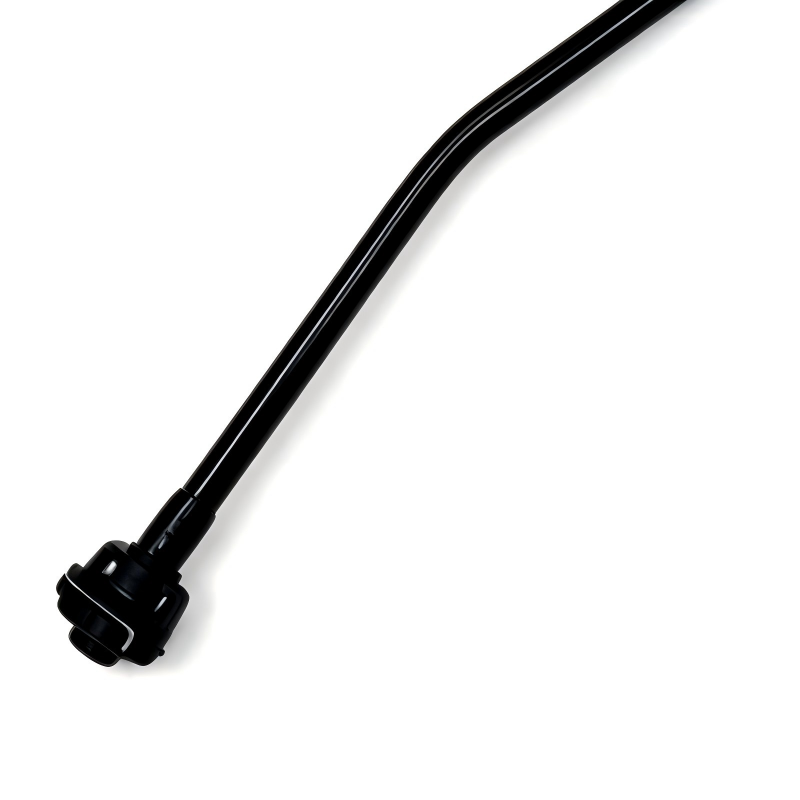 Coolant reservoir hose with inline connector and molded black clips