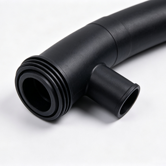 Black coolant pipe elbow fitting with circular threaded connection