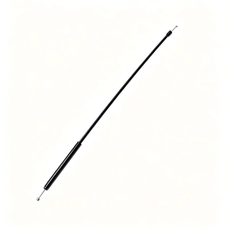 Left hood release cable, black cable with two eye ends and slider brackets.