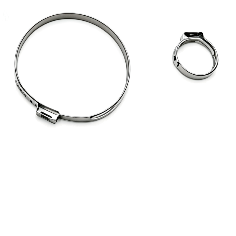 Steering rack dust boot clamp rings, metal screw-band style