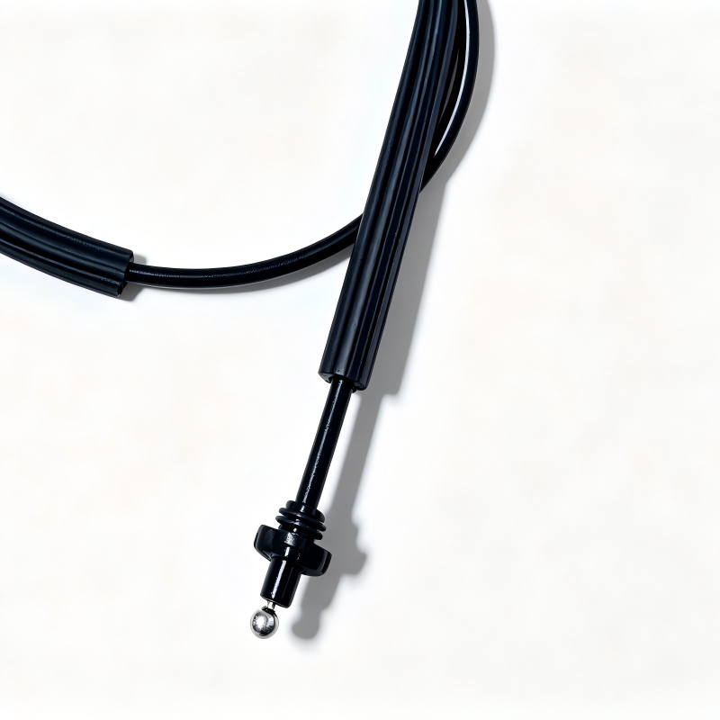 Black hood release cable with molded clips and metal loop connector