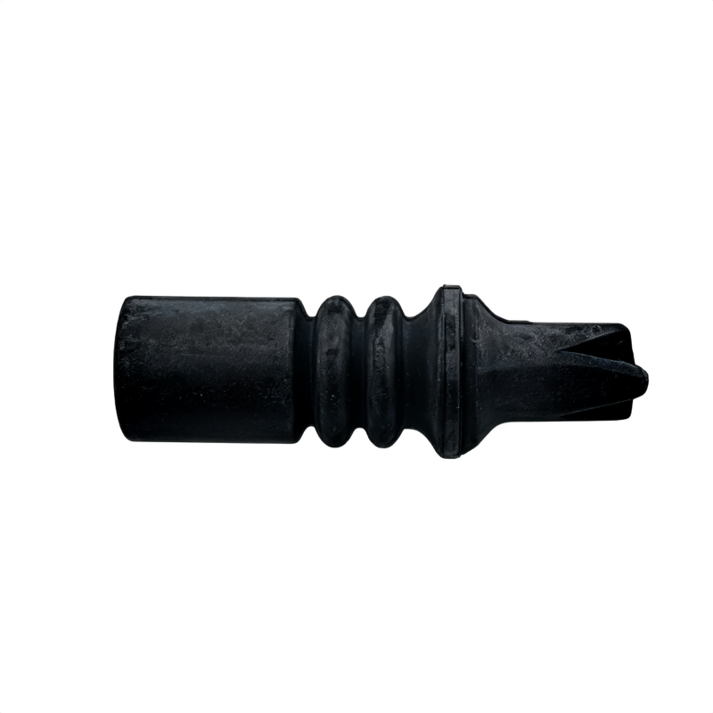 Black coolant hose with ribbed section and pointed connector tip