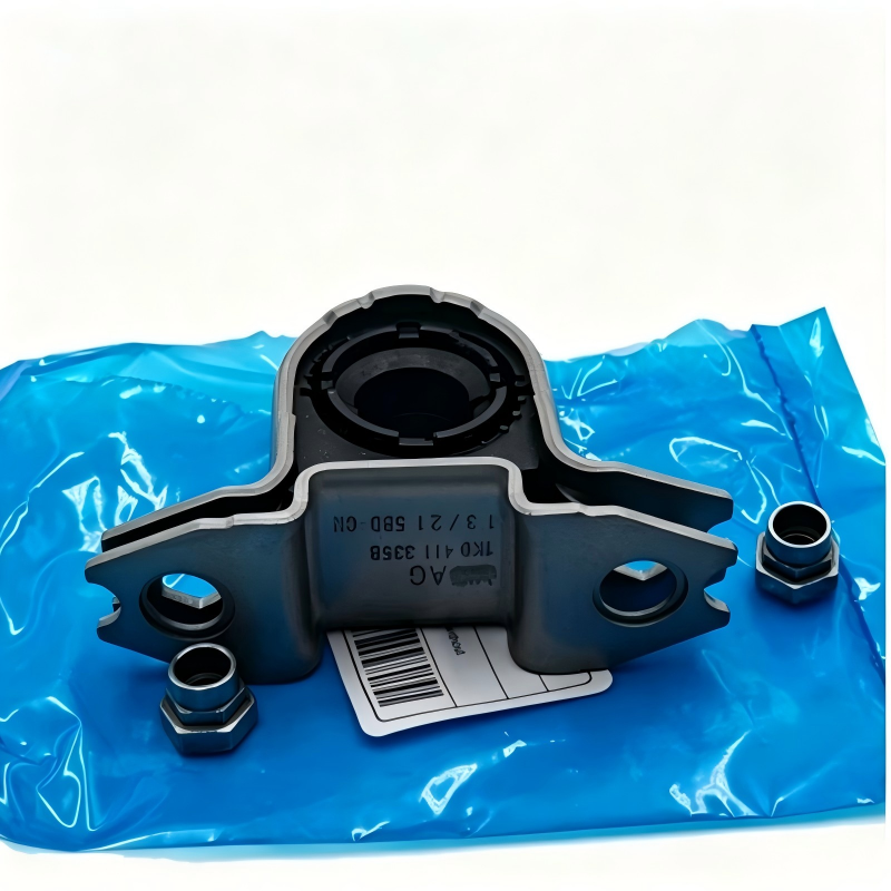 Front stabilizer bar bushing assembly in blue packaging, metal bracket with nuts