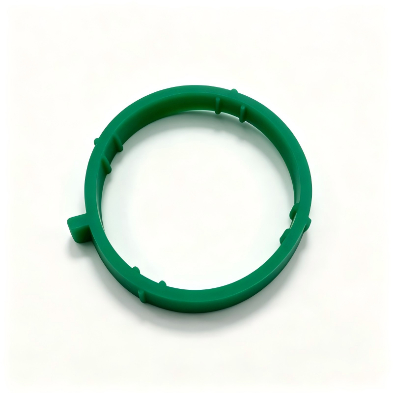 Green intake pipe sealing ring, circular gasket ring with clips.