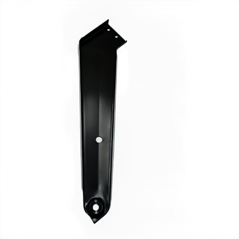 Headlight mounting bracket, black metal with circular mounting hole and tab